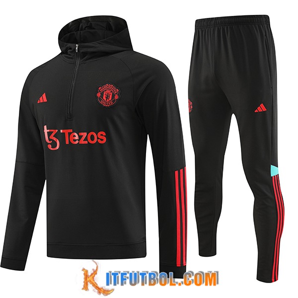 Chaqueta Con Capucha Chandal Manchester United Negro 2023/2024