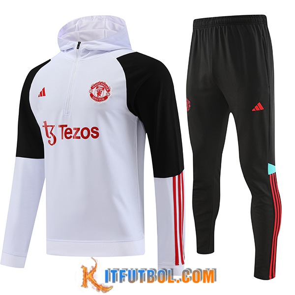 Chaqueta Con Capucha Chandal Manchester United Blanco 2023/2024