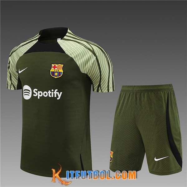 Camiseta Entrenamiento + Cortos FC Barcellona Ninos Verde 2023/2024