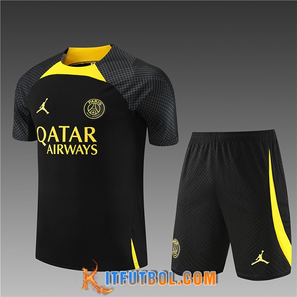 Camiseta Entrenamiento + Cortos Jordan PSG Ninos Negro/Amarillo 2023/2024