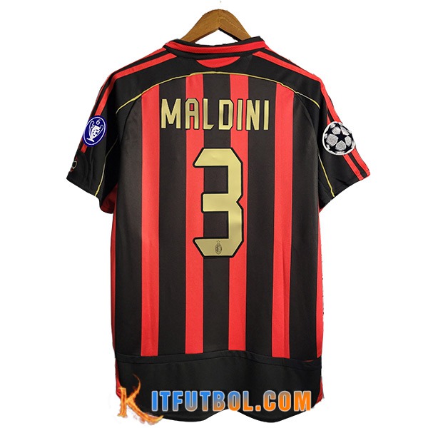 Camisetas De Futbol AC Milan Retro 3#MALDINI Primera 2006/2007