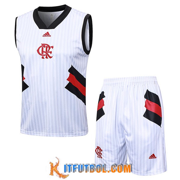 Camiseta Entrenamiento sin mangas + Cortos Flamengo Blanco 2023/2024 -03