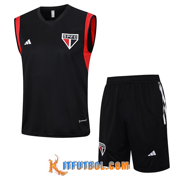 Camiseta Entrenamiento sin mangas + Cortos Sao Paulo FC Negro 2023/2024 -02
