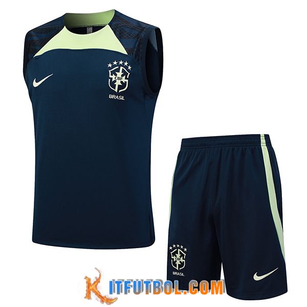 Camiseta Entrenamiento sin mangas + Cortos Bresil Azul marino 2023/2024