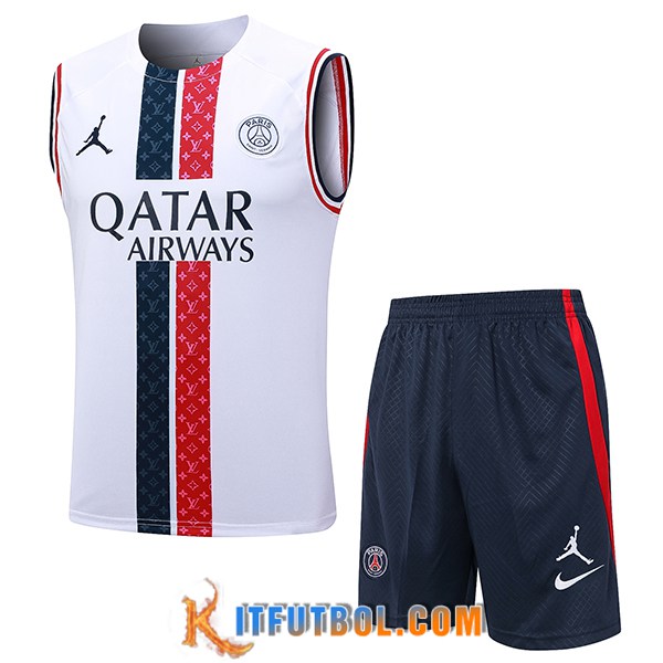 Camiseta Entrenamiento sin mangas + Cortos PSG Blanco 2023/2024