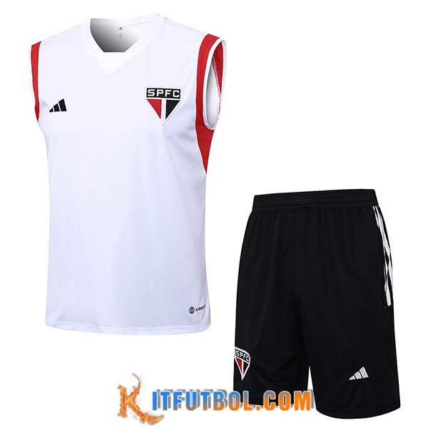 Camiseta Entrenamiento sin mangas + Cortos Sao Paulo FC Blanco 2023/2024 -02
