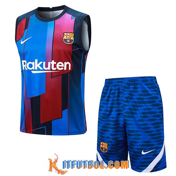 Camiseta Entrenamiento sin mangas + Cortos FC Barcellona Azul 2023/2024 -03