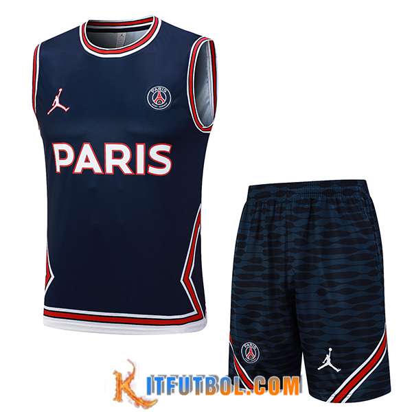 Camiseta Entrenamiento sin mangas + Cortos PSG Azul marino 2023/2024 -04