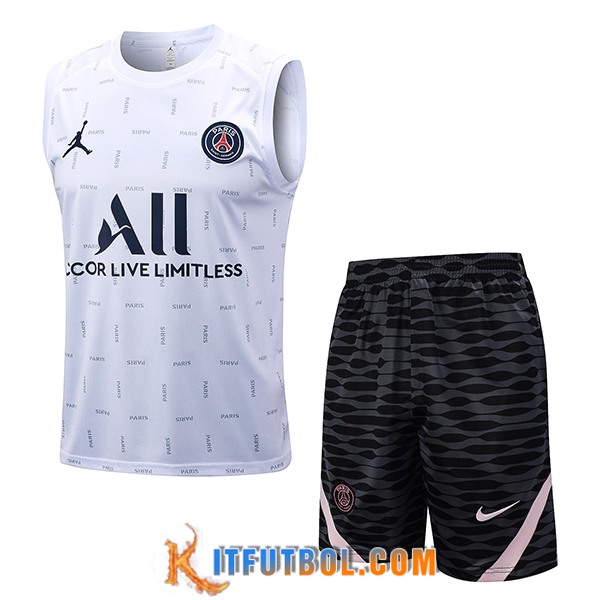 Camiseta Entrenamiento sin mangas + Cortos PSG Blanco 2023/2024 -02