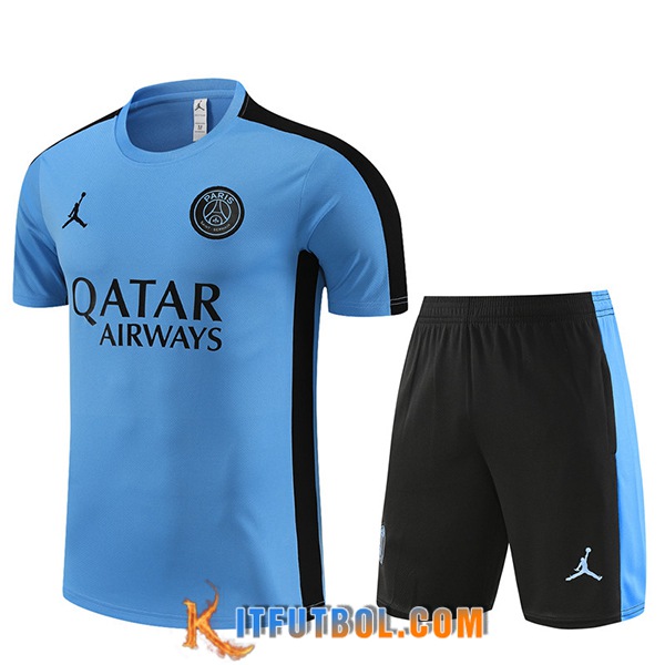 Camiseta Entrenamiento + Cortos Jordan PSG Azul Claro 2023/2024