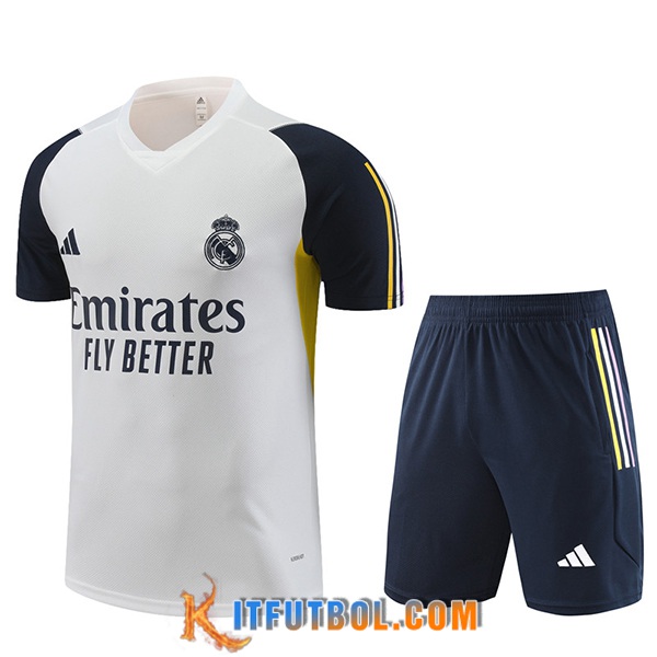 Camiseta Entrenamiento + Cortos Real Madrid Blanco 2023/2024 -07
