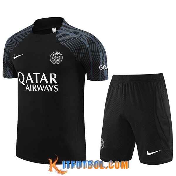 Camiseta Entrenamiento + Cortos PSG Negro 2023/2024 -02