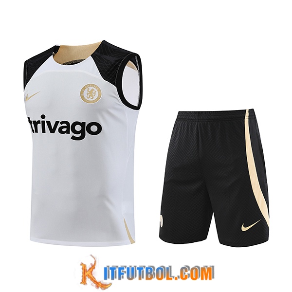 Camiseta Entrenamiento sin mangas + Cortos FC Chelsea Blanco 2023/2024 -03