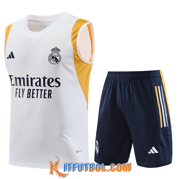 Camiseta Entrenamiento sin mangas + Cortos Real Madrid Blanco 2023/2024 -04