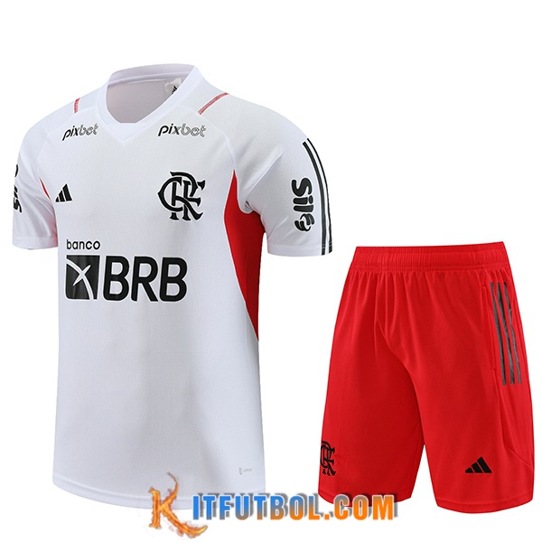Camiseta Entrenamiento + Cortos Flamengo Blanco 2023/2024 -03