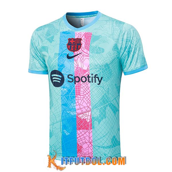 Camiseta Entrenamiento FC Barcellona Verde/Rosa 2023/2024