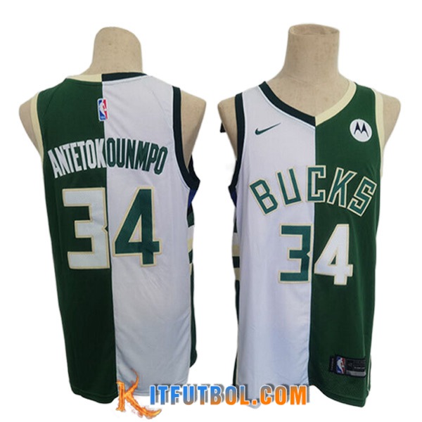 Camisetas Milwaukee Bucks (ANTETOKOUNMPO #34) 2023/24 Blanco/Verde