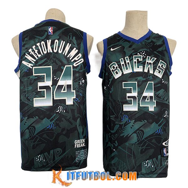 Camisetas Milwaukee Bucks (ANTETOKOUNMPO #34) 2023/24 Verde -02