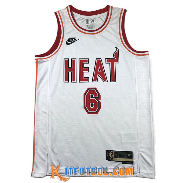 Camisetas Miami Heat (JAMES #6) 2023/24 Blanco -02