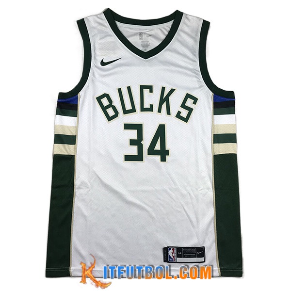 Camisetas Milwaukee Bucks (ANTETOKOUNMPO #34) 2023/24 Blanco