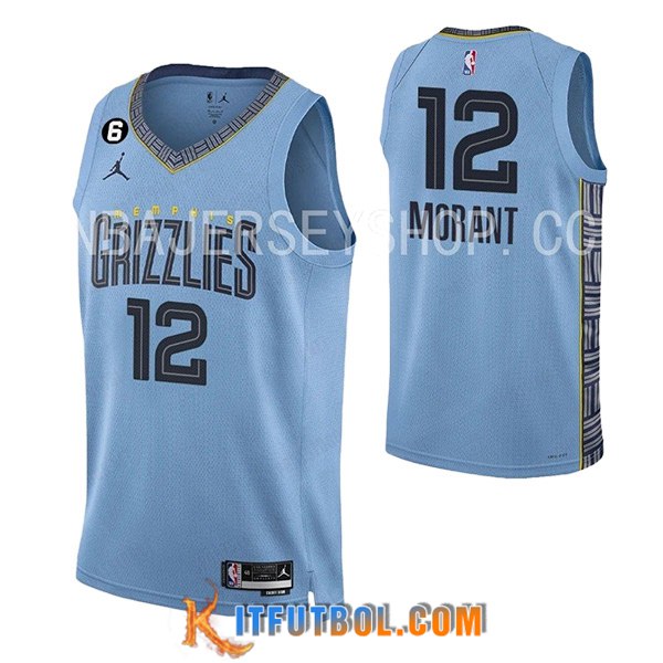 Camisetas Memphis Grizzlies (MORANT #12) 2023/24 Azul Claro -02