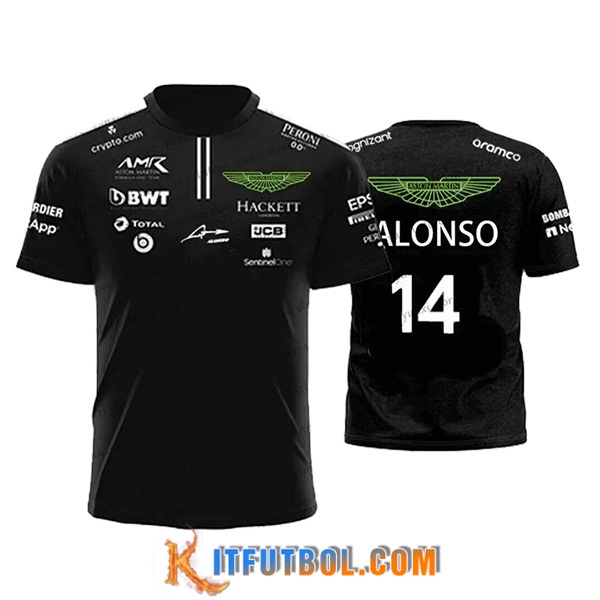 Camiseta de manga corta F1 Aston Martin Team Negro 2023