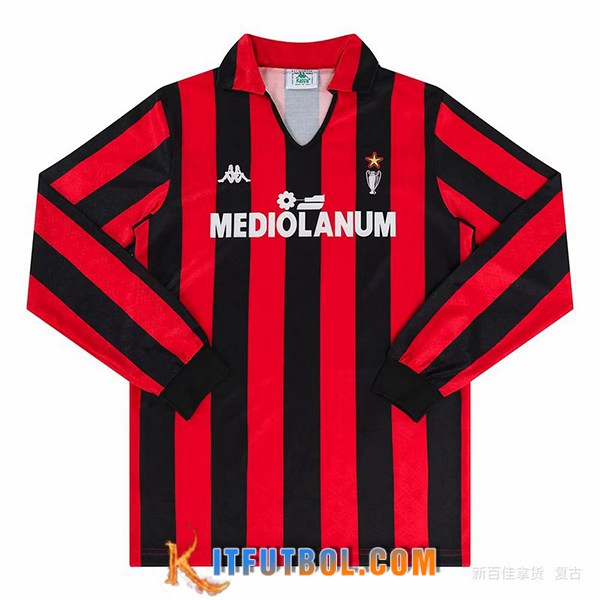 Camisetas De Futbol AC Milan Retro Primera Manga Largas 1989/1990