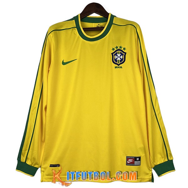 Camisetas De Futbol Bresil Retro Primera Manga Largas 1998