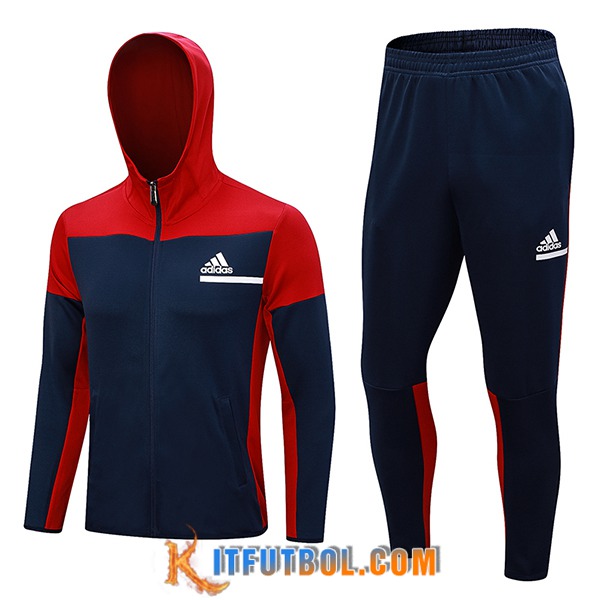 Chaqueta Con Capucha Chandal Rompevientos Adidas Azul/Rojo 2023/2024