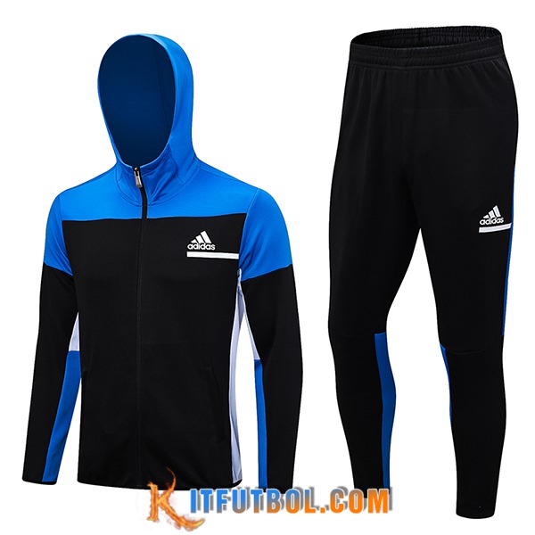 Chaqueta Con Capucha Chandal Rompevientos Adidas Negro/Azul 2023/2024