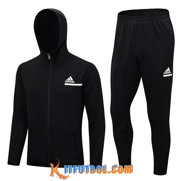 Chaqueta Con Capucha Chandal Rompevientos Adidas Negro 2023/2024
