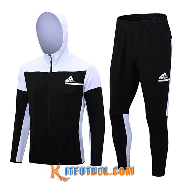 Chaqueta Con Capucha Chandal Rompevientos Adidas Negro/Blanco 2023/2024
