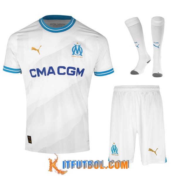 Camisetas Futbol Marsella Primera (Cortos + Calcetines) 2023/2024