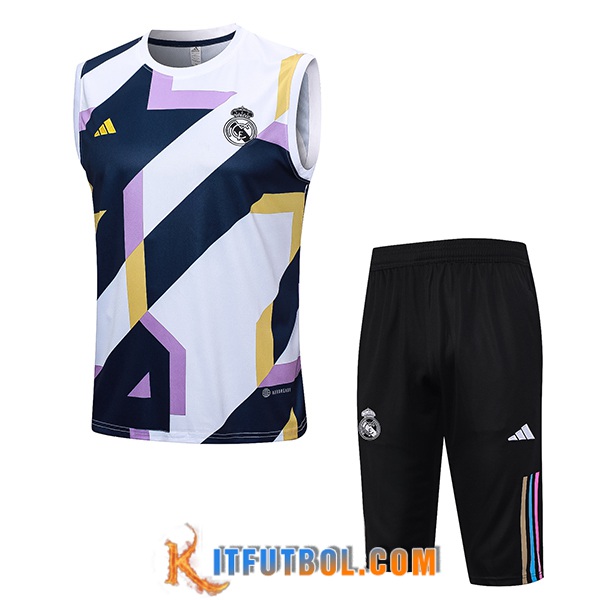 Camiseta Entrenamiento sin mangas + Cortos Real Madrid Blanco 2023/2024 -05