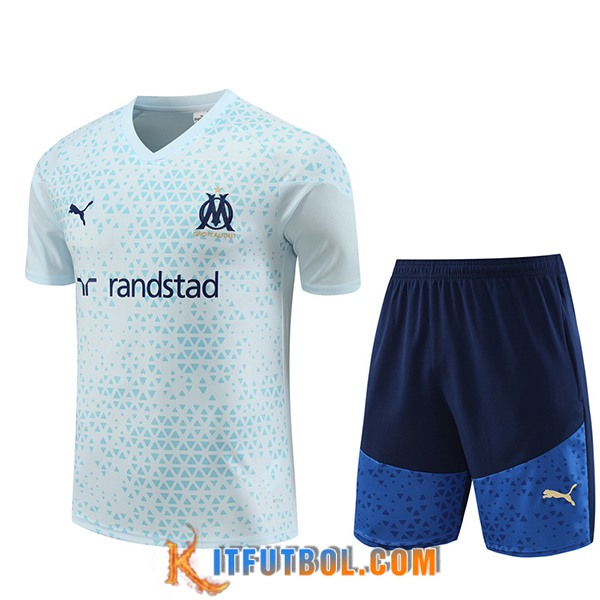 Camiseta Entrenamiento + Cortos Marsella Azul Claro 2023/2024 -02