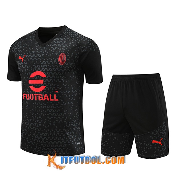 Camiseta Entrenamiento + Cortos AC Milan Negro 2023/2024