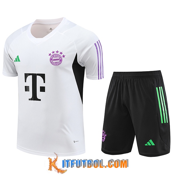 Camiseta Entrenamiento + Cortos Bayern Munich Blanco 2023/2024
