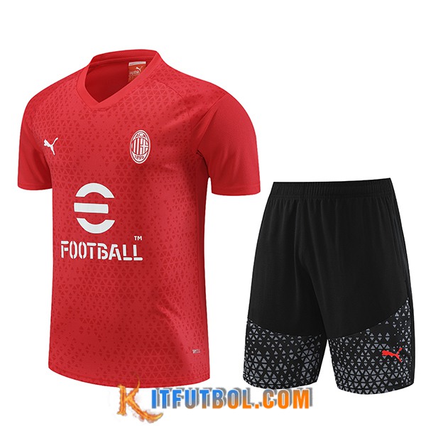 Camiseta Entrenamiento + Cortos AC Milan Rojo 2023/2024 -02