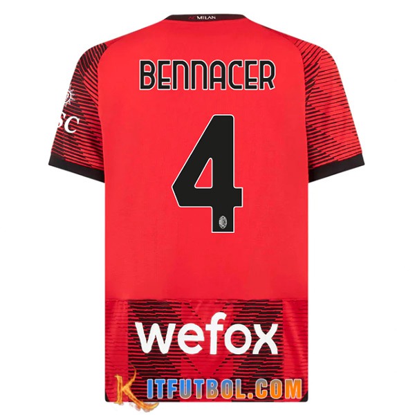 Camisetas De Futbol AC Milan (BENNACER #4) 2023/2024 Primera