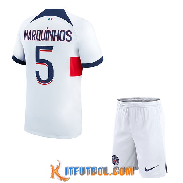 Camisetas De Futbol PSG (MARQUINHOS #5) Ninos 2023/2024 Segunda