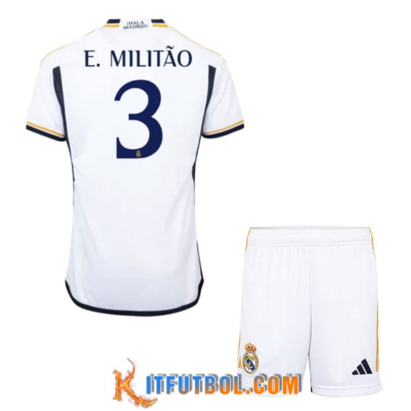 Camisetas De Futbol Real Madrid (E. MILITÃO #3) Ninos 2023/2024 Primera