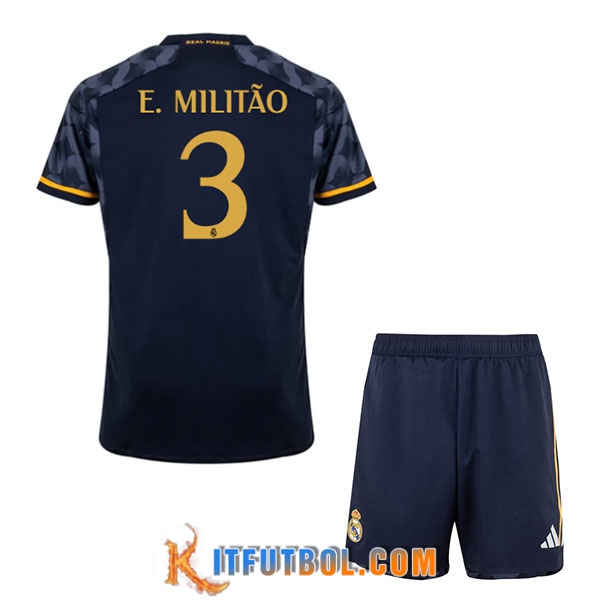 Camisetas De Futbol Real Madrid (E. MILITÃO #3) Ninos 2023/2024 Segunda