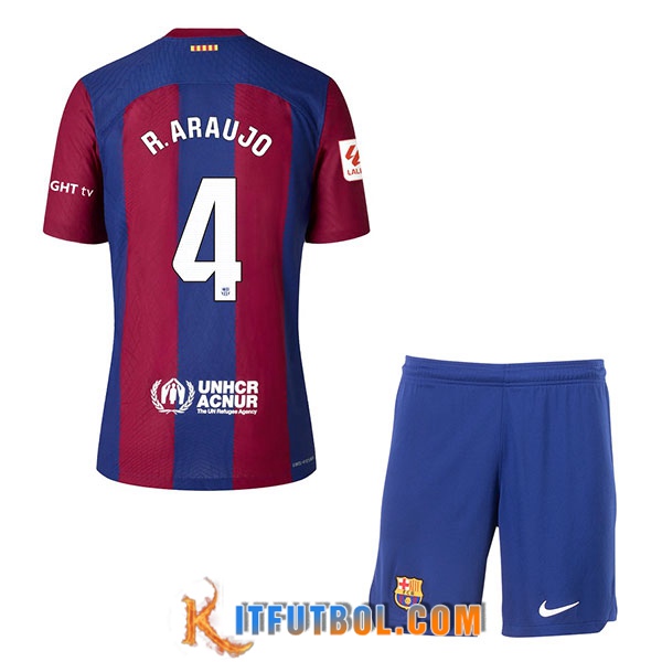 Camisetas De Futbol Barcelona (R. ARAUJO #4) Ninos 2023/2024 Primera