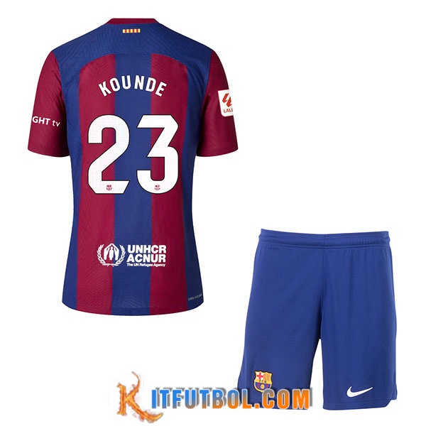 Camisetas De Futbol Barcelona (KOUNDE #23) Ninos 2023/2024 Primera