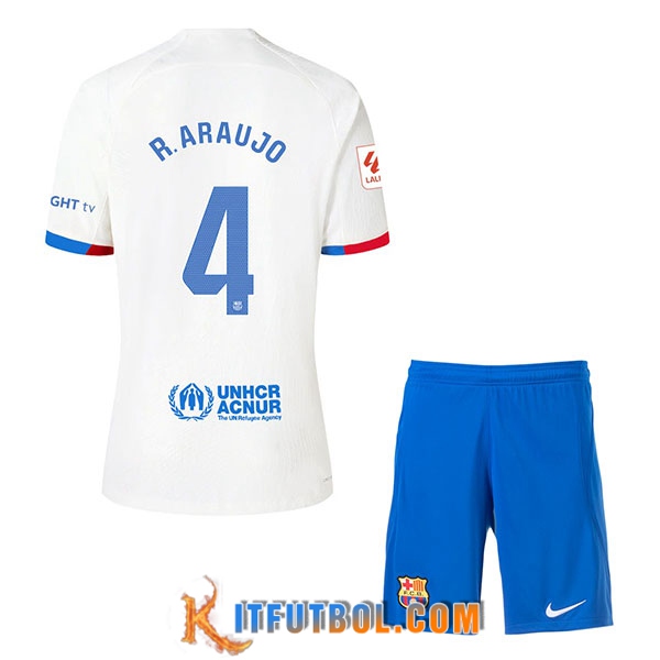 Camisetas De Futbol Barcelona (R. ARAUJO #4) Ninos 2023/2024 Segunda
