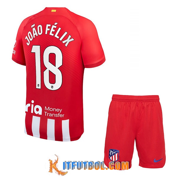 Camisetas De Futbol Atletico Madrid (JOÃO FÉLIX #18) Ninos 2023/2024 Primera