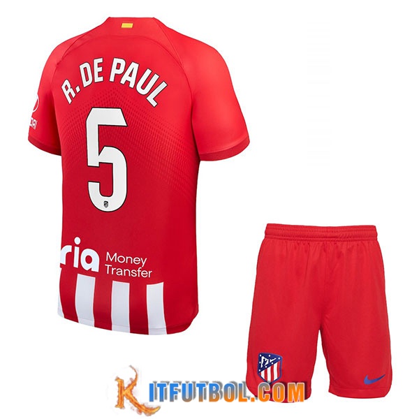 Camisetas De Futbol Atletico Madrid (R. DE PAUL #5) Ninos 2023/2024 Primera