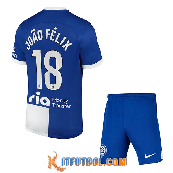 Camisetas De Futbol Atletico Madrid (JOÃO FÉLIX #18) Ninos 2023/2024 Segunda