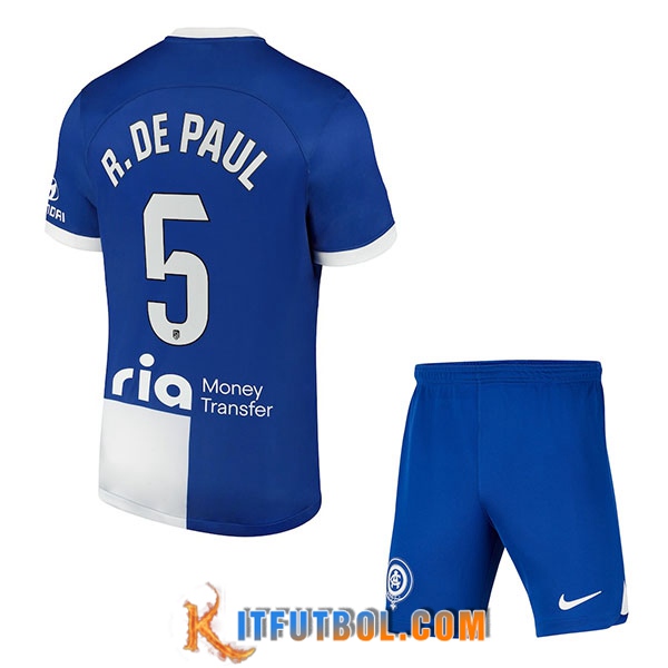 Camisetas De Futbol Atletico Madrid (R. DE PAUL #5) Ninos 2023/2024 Segunda