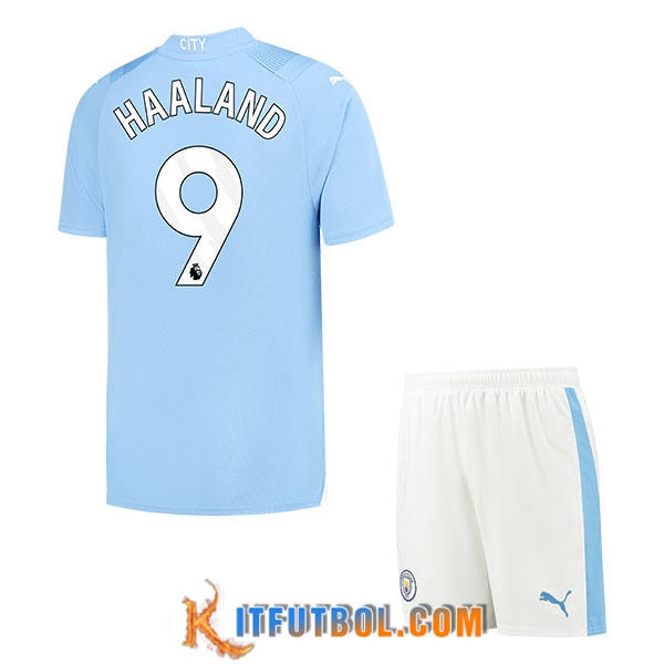 Camisetas De Futbol Manchester City (HAALAND #9) Ninos 2023/2024 Primera